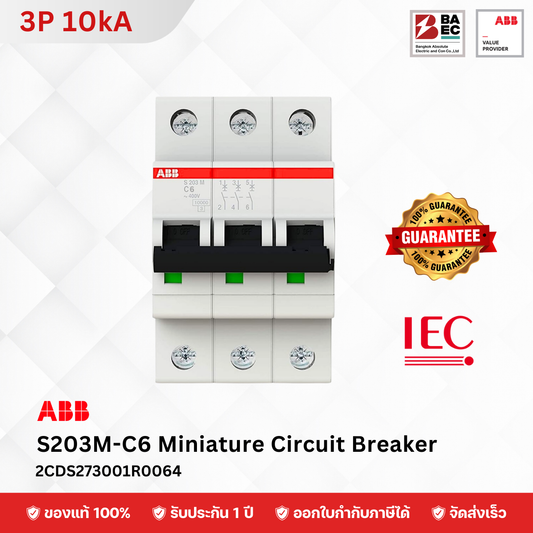 ABB Miniature Circuit Breaker S203M 6A - 63A 3P 10KA