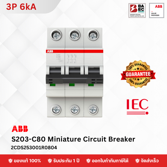 ABB Miniature Circuit Breaker S203 80A - 100A 3P 6KA