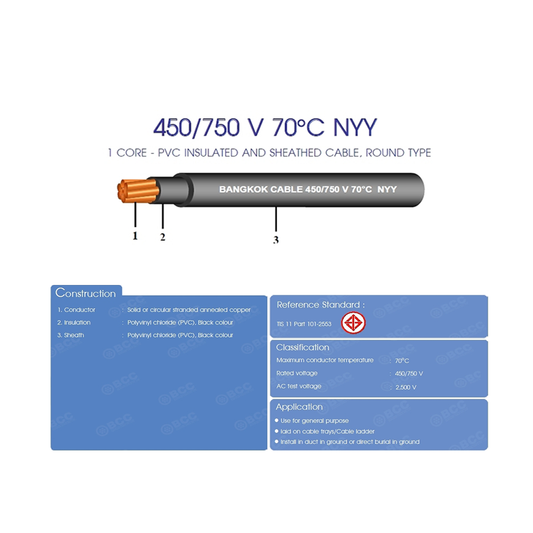 BCC สายไฟ NYY  (1 Core)