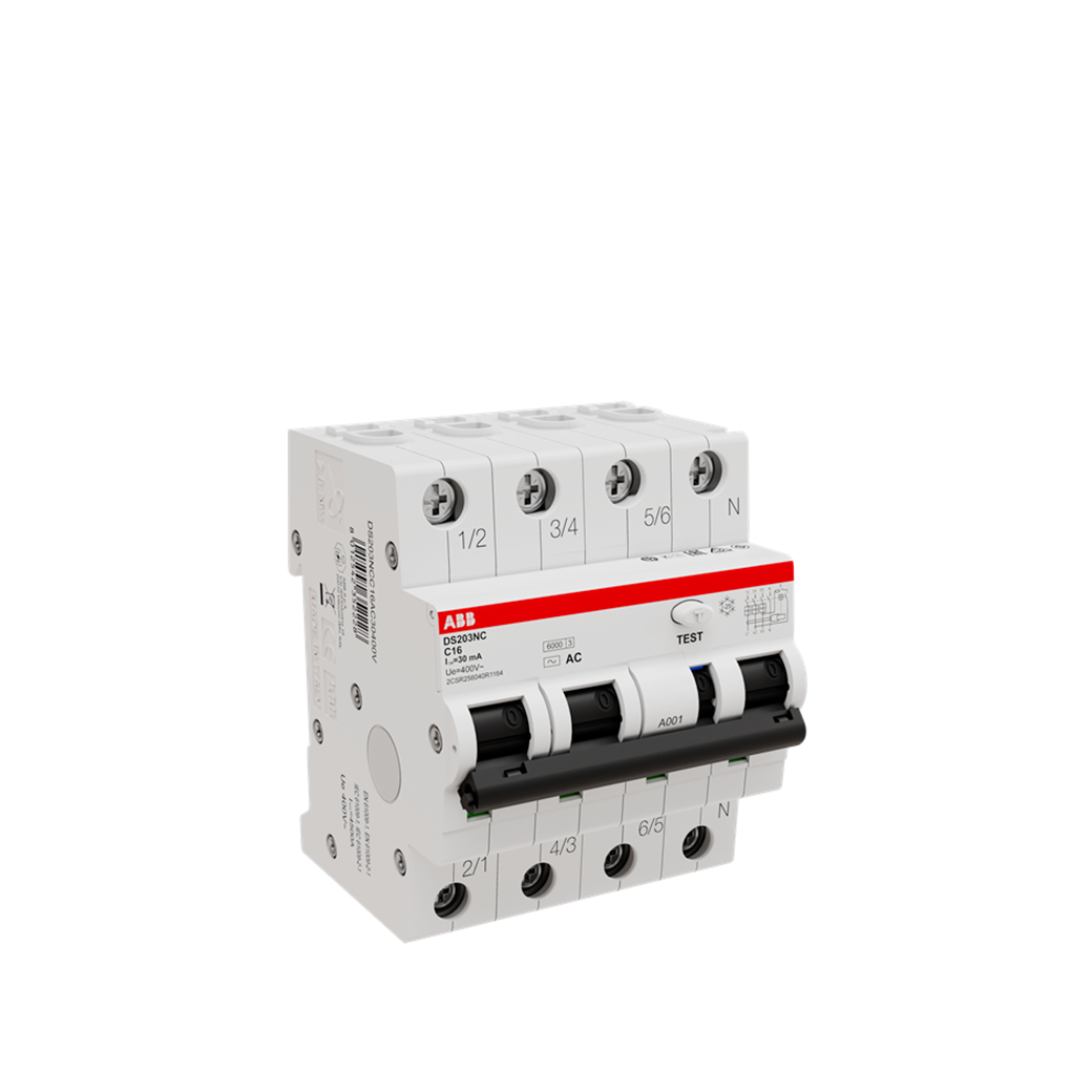 ABB RCBO DS203NC 16A - 32A 3P+N 6KA