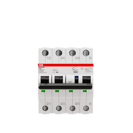 ABB RCBO DS203NC 16A - 32A 3P+N 6KA